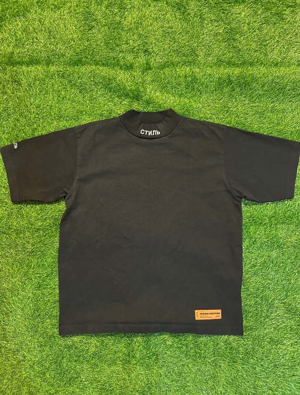 Heron Preston Mock Neck T-Shirt Size M Black